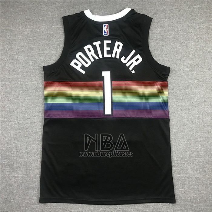 Camiseta Denver Nuggets Michael Porter JR. NO 1 Ciudad Negro